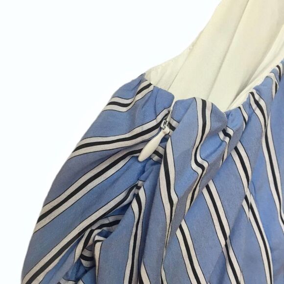 A.L.C Cabrera Dress Striped One Shoulder A-Line Size 10 Blue White Sleeveless - Picture 6 of 8